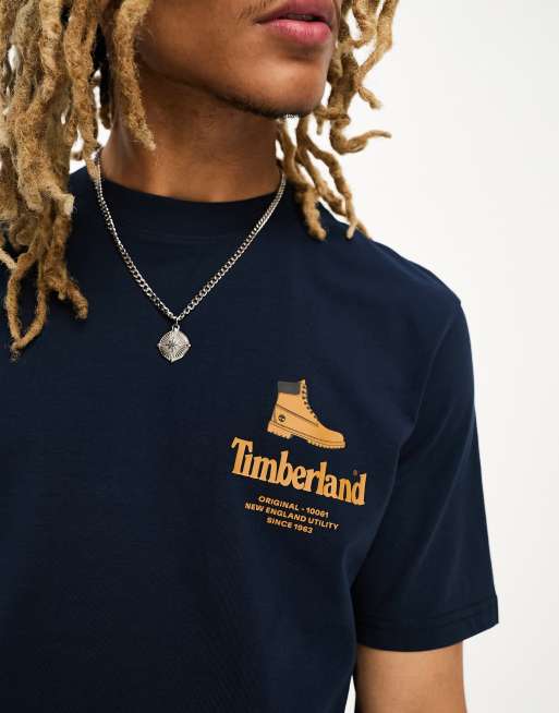 Timberland – Marinblå t-shirt med logga formad som känga, 3 av 4