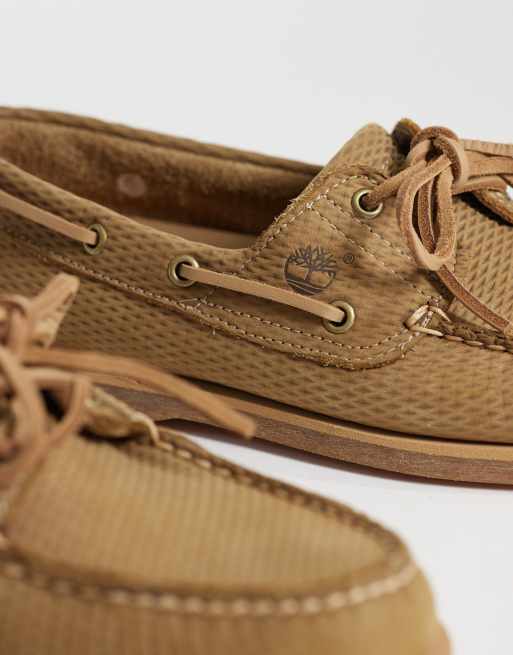Timberland - Mellembeige klassiske sejlersko i nubuck med 2 snørehuller, 2 af 4