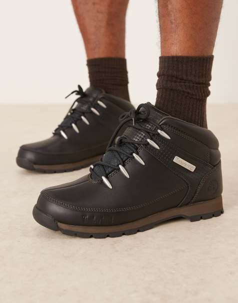 Timberland Mid lace-up boot in black f grain w dk brown - view 1