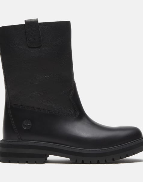 Timberland mittelhoher Schlupfstiefel in Schwarz aus Vollnarbenleder - view 1