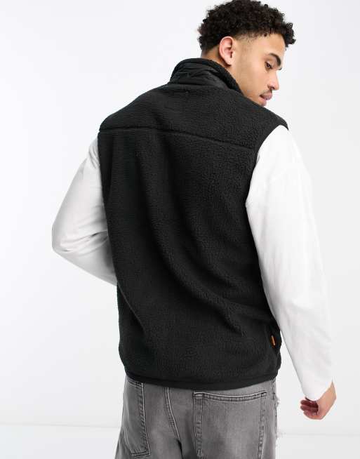 Timberland Mix Media sherpa fleece gilet in black, 3 of 4