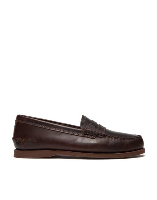 Timberland - Mocassini classici da barca marrone scuro in pelle pieno fiore, 3 di 4