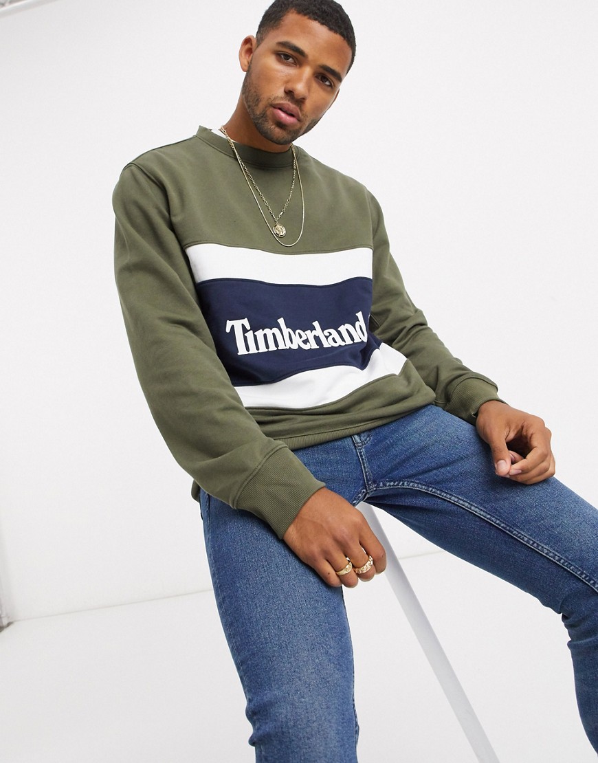 Timberland – Mörkgrön blockfärgad sweatshirt
