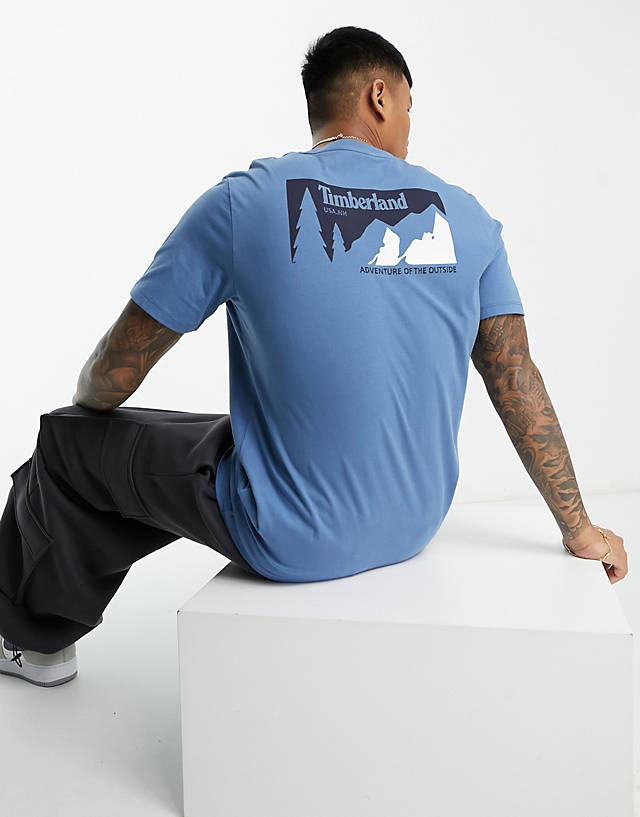 Timberland - mountain back print t-shirt in blue