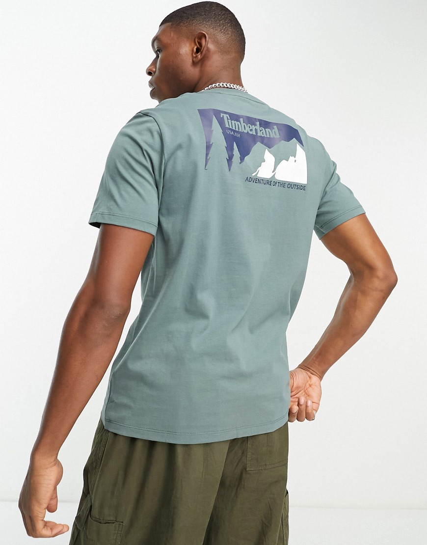 Timberland Mountain back print t-shirt in green