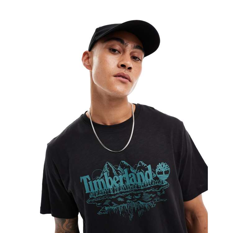 Timberland Longline Hem Print Crew Neck T Shirt Khaki, $38, Asos