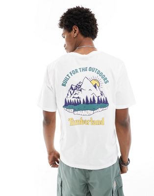 Timberland mountain landscape back print oversized t-shirt in white