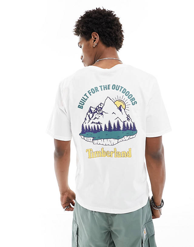 Timberland - mountain landscape back print oversized t-shirt in white