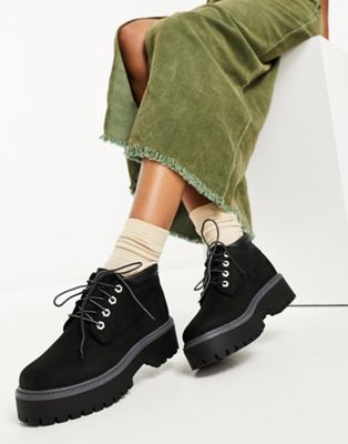 Timberland nellie premium elevated platform chukka boots in black nubuck leather - ASOS Price Checker