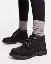 Kickers Vegan Kick hi stack boots in off white | ASOS