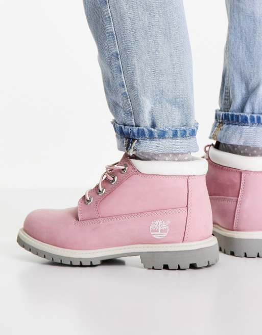 Pink and deals white timberlands