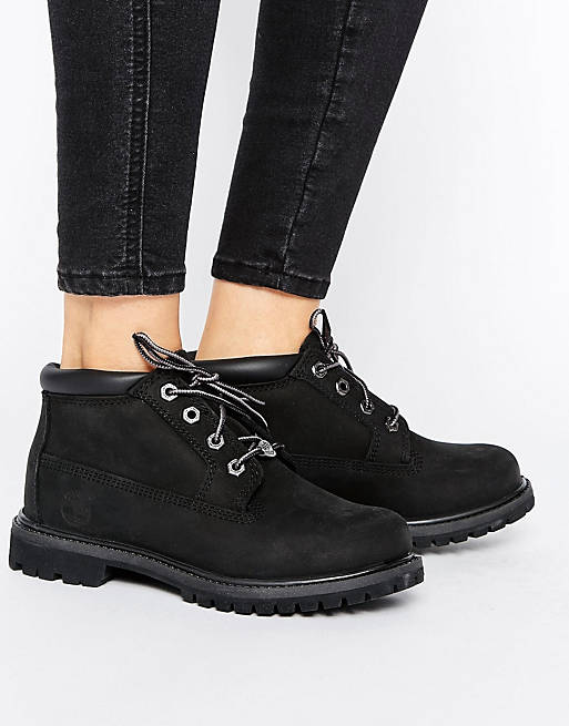 Timberland Nellie Chukka Double Black Lace Up Flat Boots | ASOS