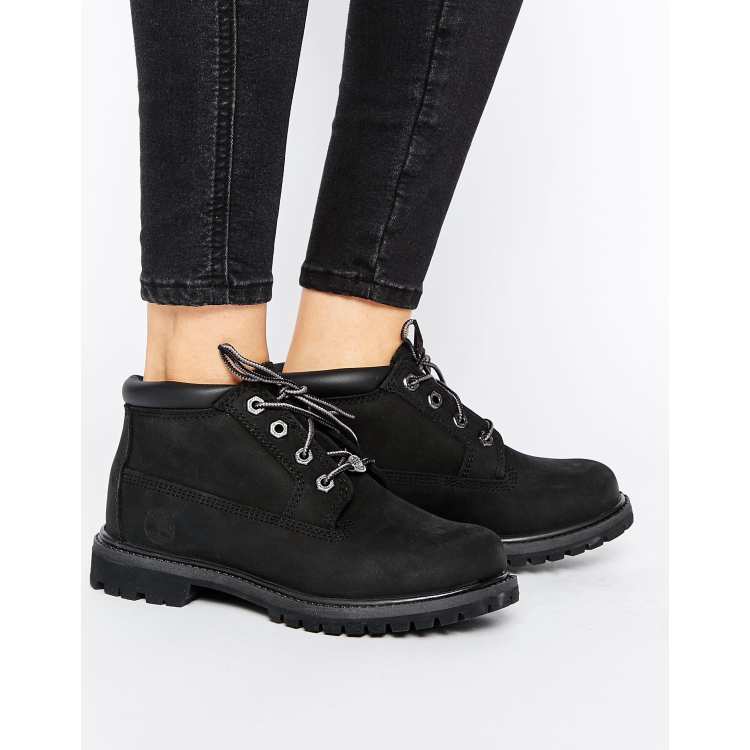 Timberland Nellie Chukka Double Black Lace Up Flat Boots ASOS