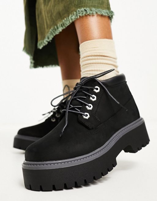 Timberland nellie premium elevated platform chukka boots in black