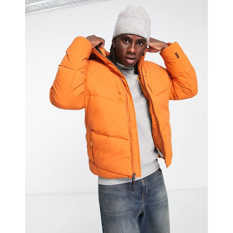 Timberland Neo Summit warmest quilted hooded jacket in orange | ASOS timberland neo summit