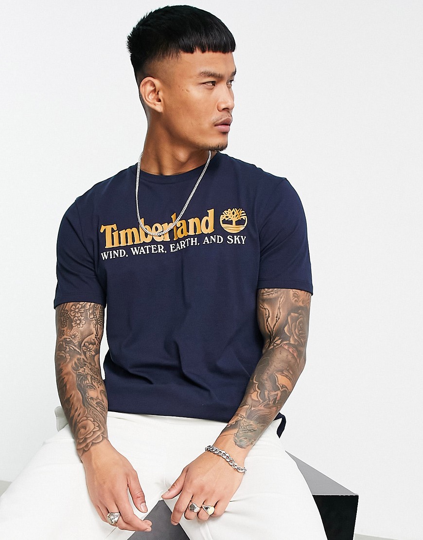 timberland new core front graphic t-shirt in navy