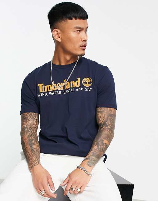 Timberland - New Core - T-shirt blu navy con grafica sul davanti  