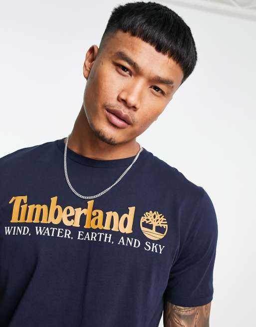 Timberland – New Core – T-Shirt in Marineblau mit Grafikprint vorne  , 4 von 4