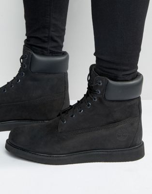 timberland black wedge boots