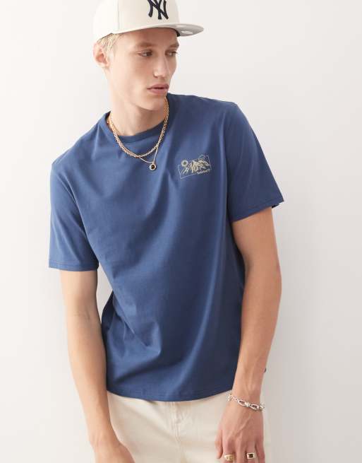 Timberland – Niebieski T-shirt z nadrukiem krajobrazu na plecach, 2 z 4