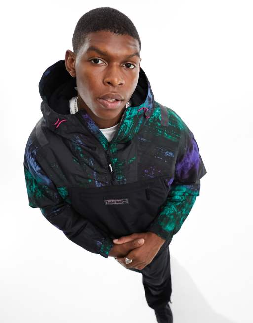 Timberland NL sky aurora print rain jacket in black