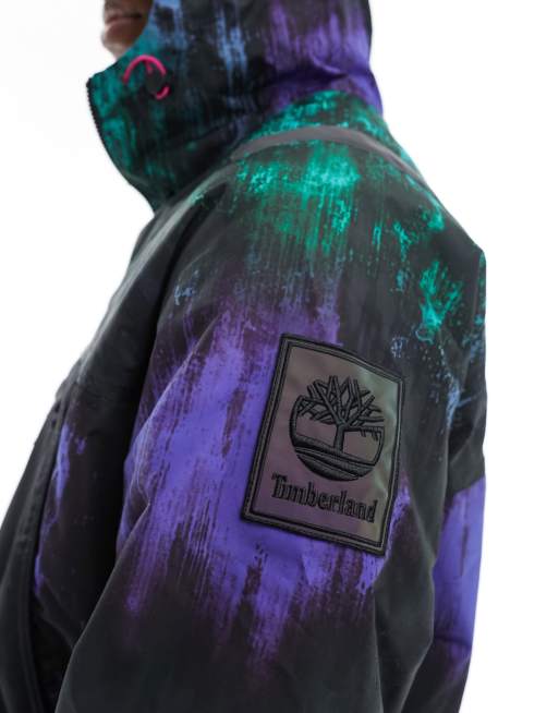 Timberland NL sky aurora print rain jacket in black