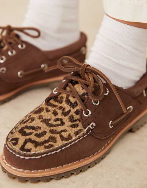 Timberland - Noeen - Chaussures bateau à 3 œillets avec imprimé léopard façon poulain, 3 de 4