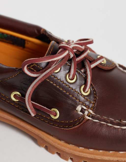 Timberland - Noreen - Brune sejlersko i læder med 3 snørehuller, 3 af 4