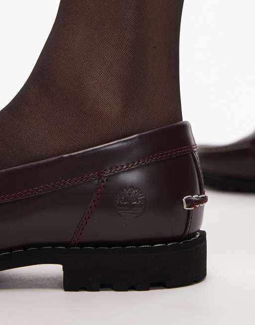 Timberland Noreen contrast stitch penny loafer in burgundy leather, 3 of 4