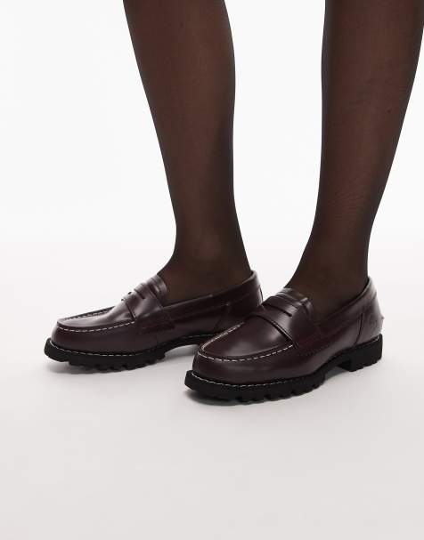 Timberland Noreen contrast stitch penny loafers in burgundy leather - view 1