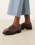 [Timberland] Timberland Noreen contrast stitch penny loafers in burgundy leather-Red 37 Burgundy