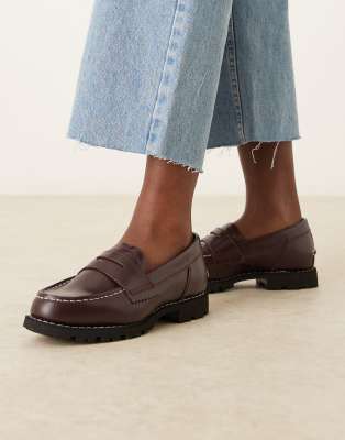 Timberland - Noreen - Penny-Loafer aus burgunderrotem Leder mit Kontrastnaht