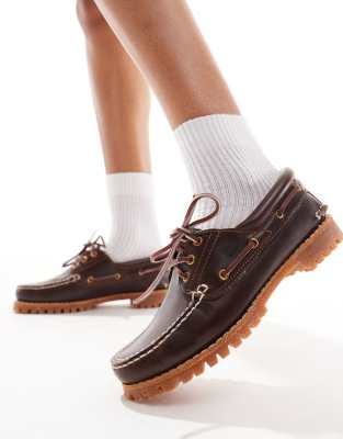 Timberland - Noreen - Vintage-Bootsschuhe aus Vollnarbenleder in Braun-Brown