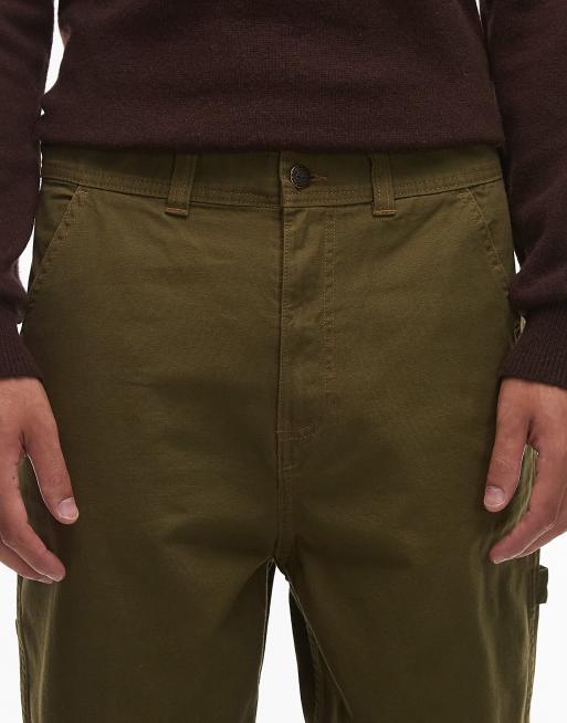 Timberland – Olivgröna, lediga snickarbyxor i kraftig canvas med fickor, 4 av 5