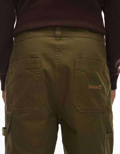 Timberland – Olivgröna, lediga snickarbyxor i kraftig canvas med fickor, 5 av 5