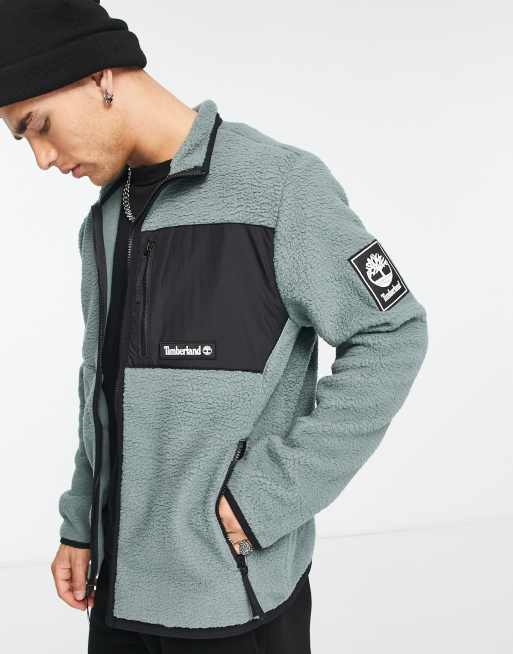 Timberland – Outdoor Archive – Grön fleecejacka i fårskinnsimitation