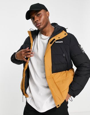 Timberland Outdoor Archive puffer jacket in black/tan