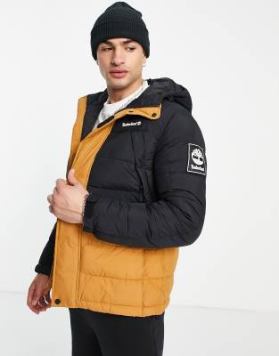 Timberland Outdoor Archive puffer jacket in black/tan | ASOS