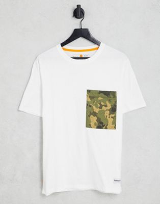 Timberland Outdoor Heritage Camo pocket t-shirt in white