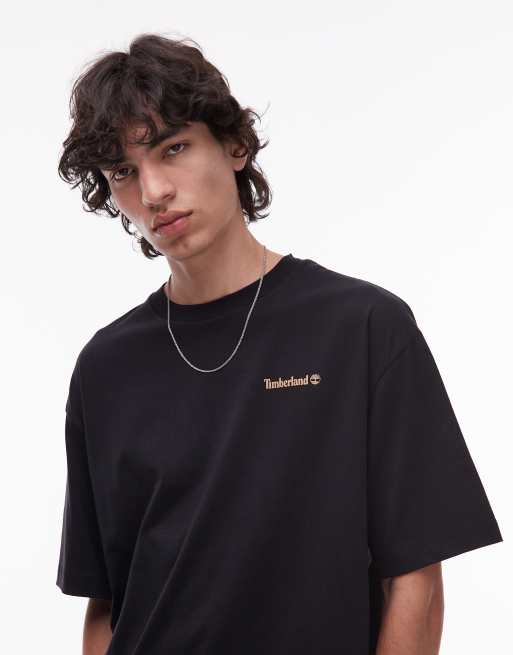 Timberland Oval Logo backprint oversized t-shirt in black, 4 of 4