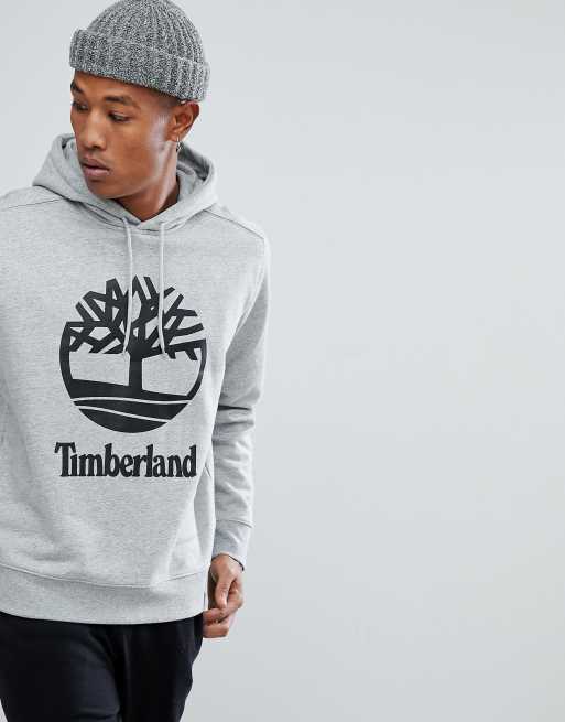 Timberland overhead hoodie stacked logo in gray marl