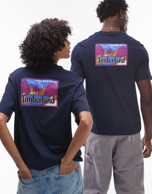 Timberland - Oversize-T-Shirt in Marineblau mit Seeblick-Rückenprint