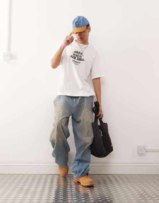 Timberland – Oversize-T-Shirt in Weiß mit „Born In“-Grafikprint, 2 von 4