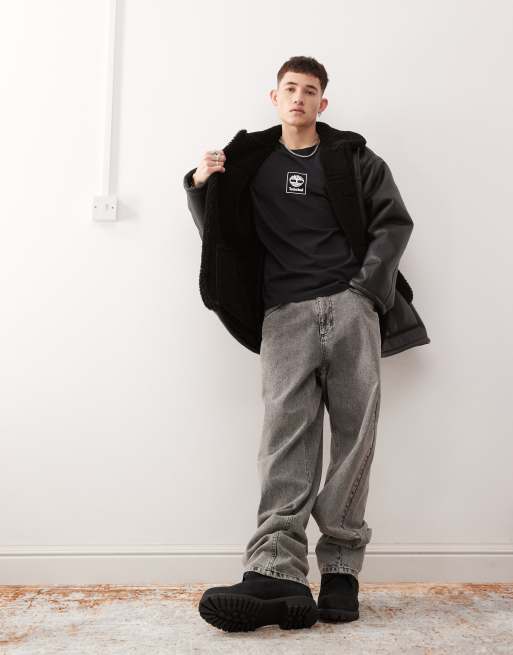 Timberland - Oversized T-shirt met bergprint in zwart, exclusief bij ASOS, 3 van 4