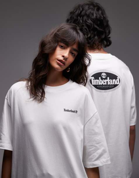 Timberland - Oversized T-shirt met ovale logoprint op de achterkant in wit - view 1