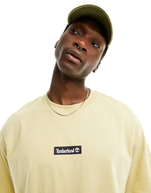 Timberland - oversized t-shirt with central logo in beige exclusive to asos