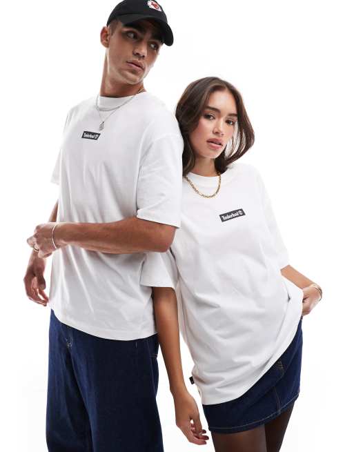 Timberland oversized t-shirt with central logo in white exclusive to ASOS, 2 of 4