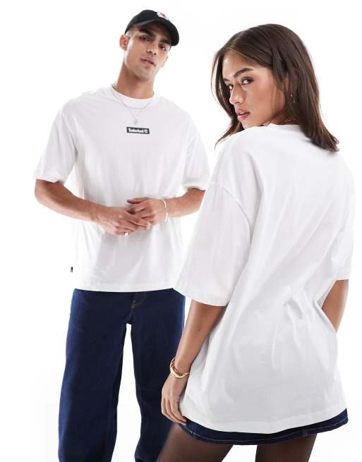 Timberland oversized t-shirt with central logo in white exclusive to ASOS, 4 of 4
