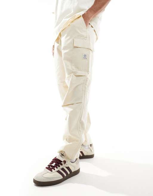Timberland - Pantalon cargo en tissu ripstop avec étiquette logo - Beige