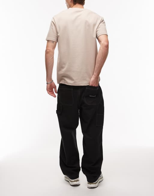 Timberland - Pantalon charpentier large avec poches en toile épaisse - Noir, 2 de 5